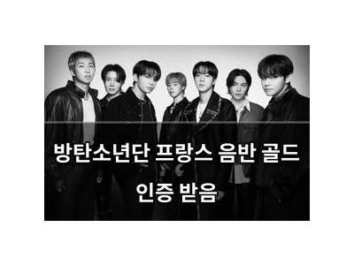 방탄소년단 프랑스 음반 골드 인증 받음